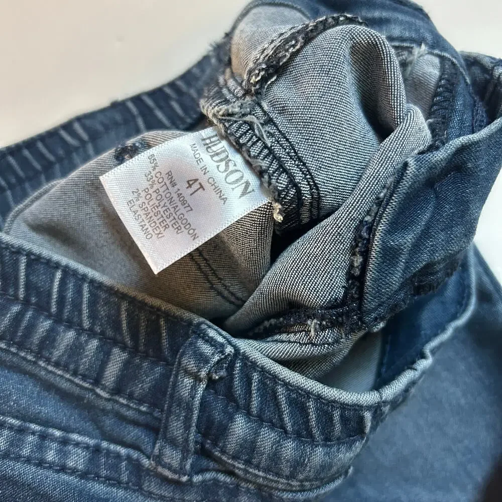 Hudson Kids Dark Wash Skinny Jeans Frayed Hem - Size 4T